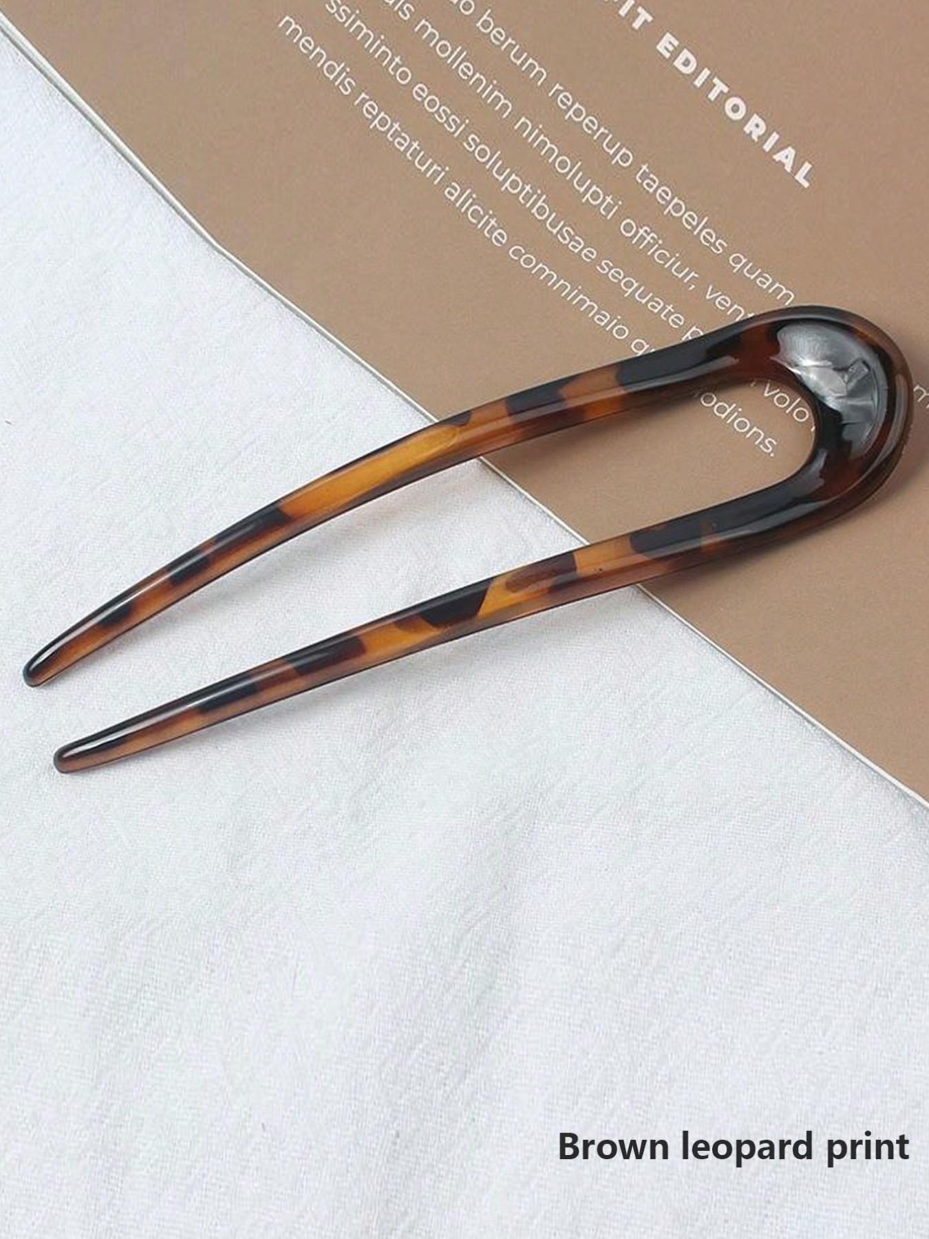 French Vintage Tortoise Shell Hair Pins - Cellulose Acetate U-Shaped 2-Prong Updo Chignon Clips for Women & s, Elegant Hairstyle Accessories, Vintage Hair Accessories, Natural Iridescent Finish
