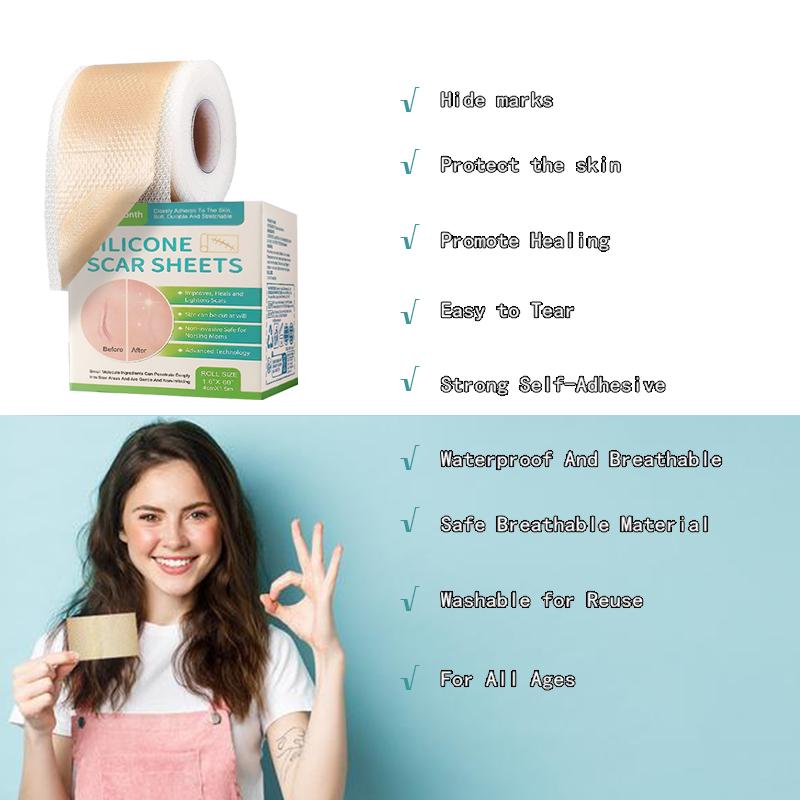 Multifunctional Silicone Protective Sheet (1.6" x 60" Roll, 1.5 Meters) – Suitable for Acne, Chest, Makeup, Concealment, and More Uses  -Waterproof, breathable, reusable