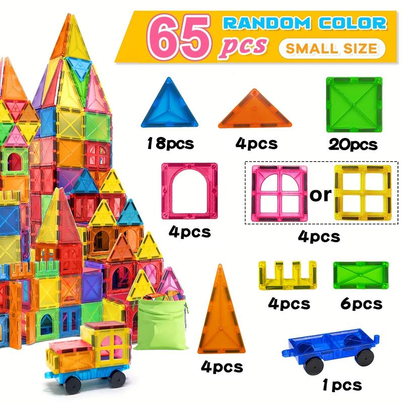 40/65/100pcs Children Magnetic Building Blocks Set, STEM Educational Toy, Stacking and Puzzle Set, Ideal Birthday Gift for Kids