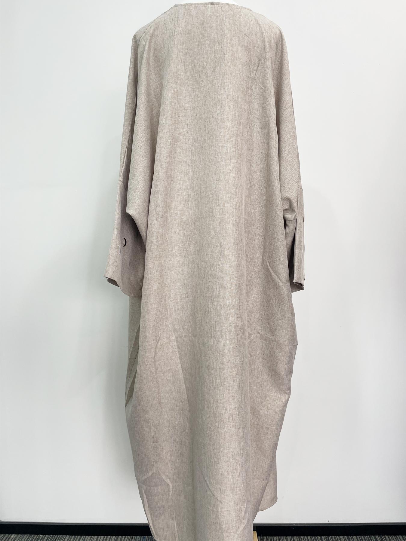 Arabic Clothing- Women's Moon Embroidery Abaya without Hijabs, Summer Outfits 2024, Modest Casual Long Sleeve Open Front Muslim Abaya, Islamic Clothing