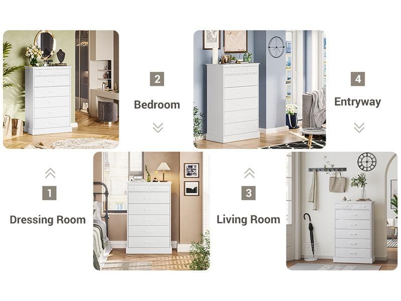 Sikaic 7 Drawers Dresser With Sturdy Base Storage Cabinet Cupboard