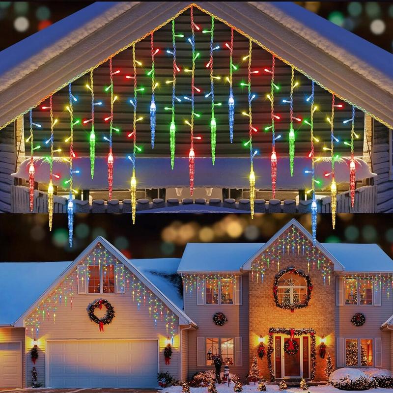 Solar Powered Christmas Lights String, 96 LED Icicle Design, Perfect for Wedding, Holiday Decorations, Outdoor Use, LED Star Light, Solar Firefly String