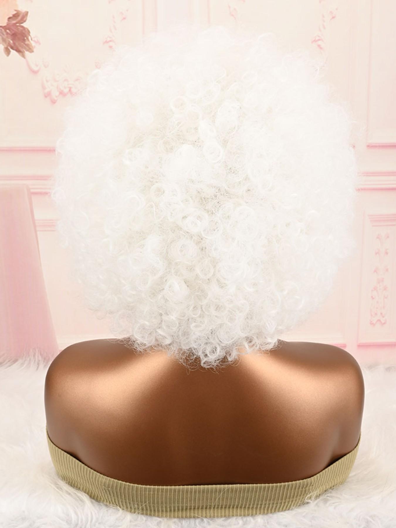 Afro Wigs for Black Women African Wigs 70s Afro Kinky Curly Huge Fluffy White Wig with Bangs Black Large and Soft Afro Wigs Natural Looking Synthetic Hair for Cosplay Halloween Daily and Party