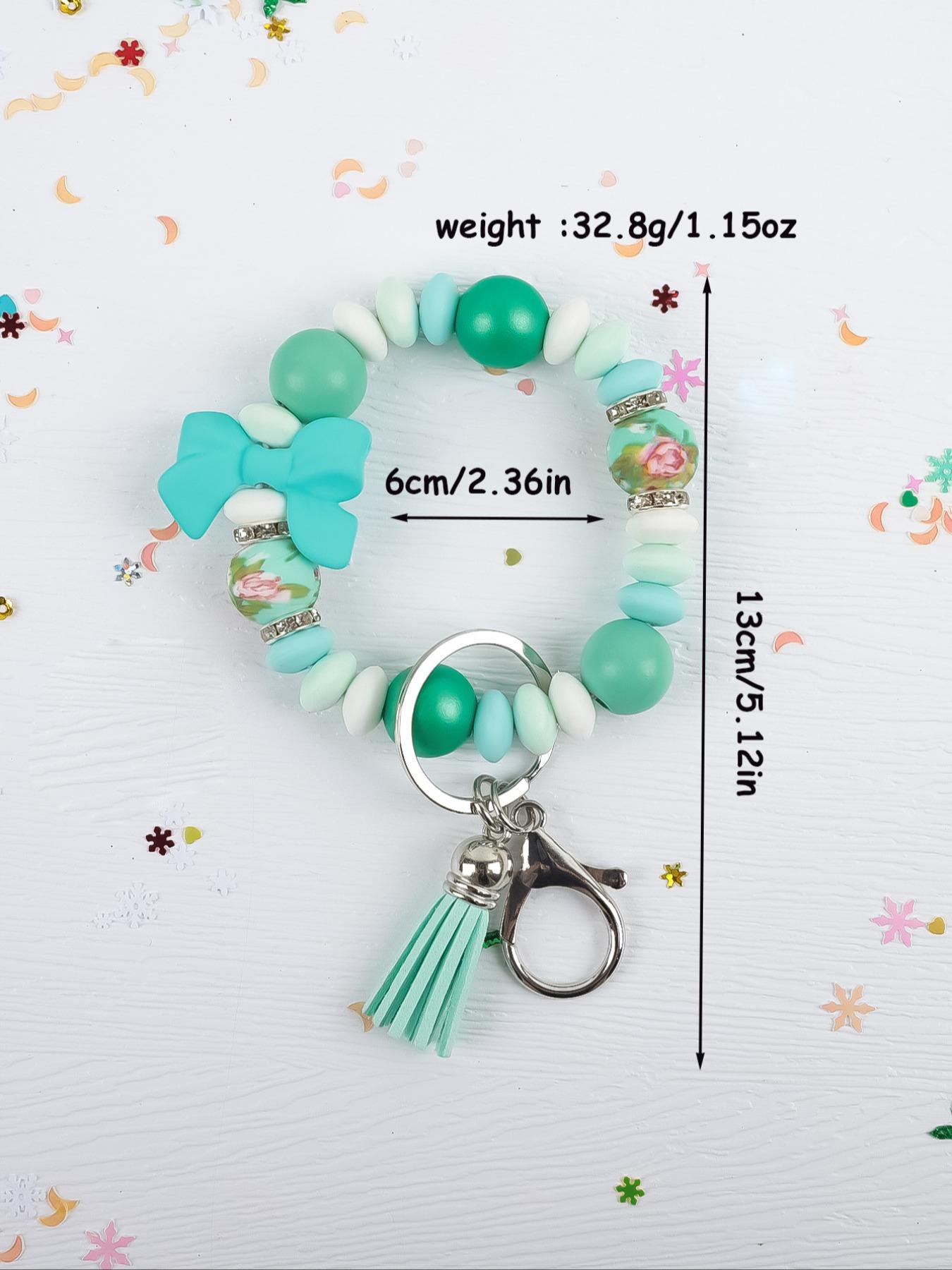 Bow Beaded Keychain, Multicolor Pearl Wristlet Keyring, Cute Butterfly Design, Versatile Gift for Friends, Mom, Birthday, Holiday, Keychain Lanyard