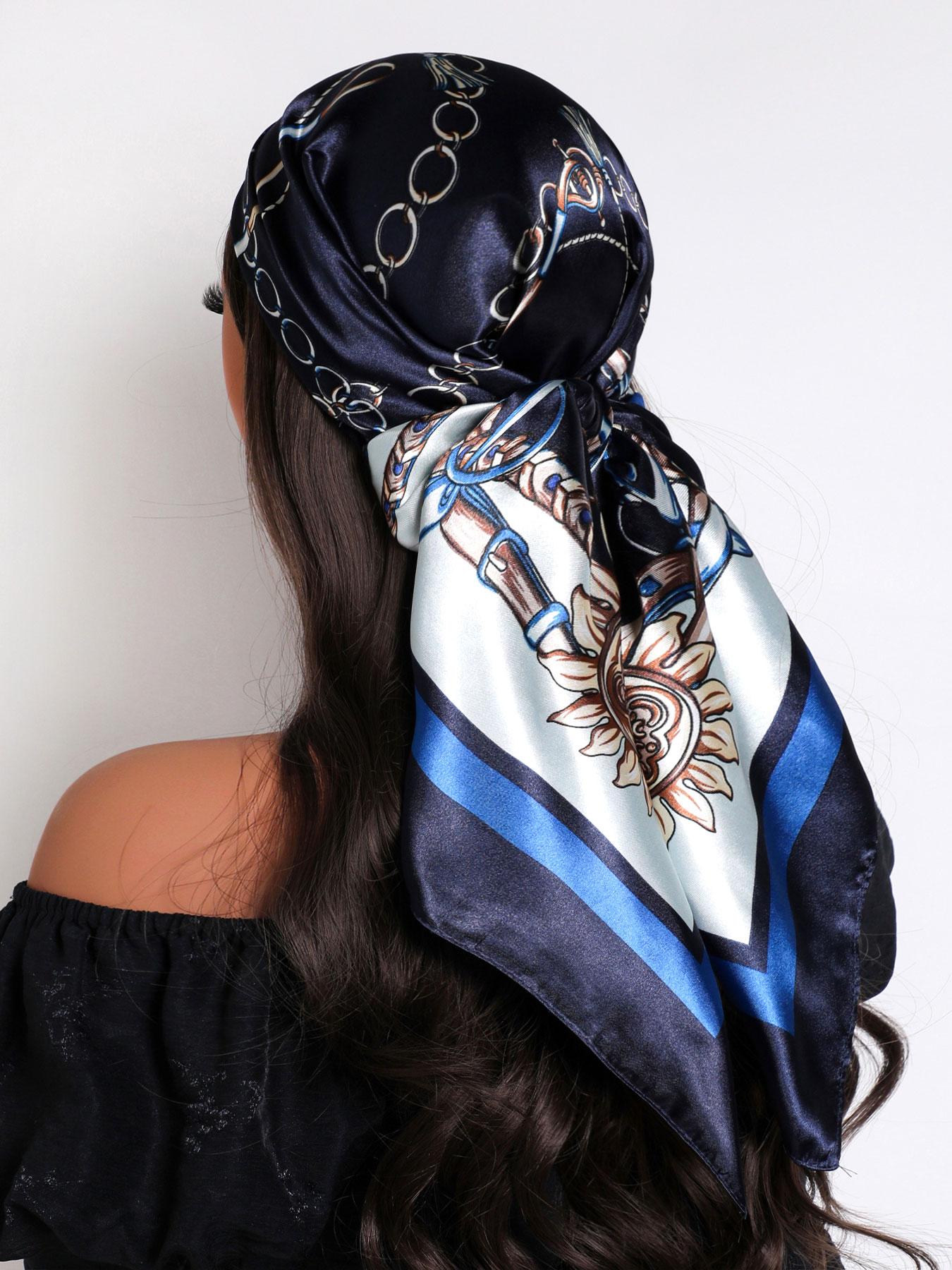 Women's Elegant Leopard Print Square Scarf, Soft Comfortable Multifunctional Scarf, Fashionable Hair Accessories for Women & Girls