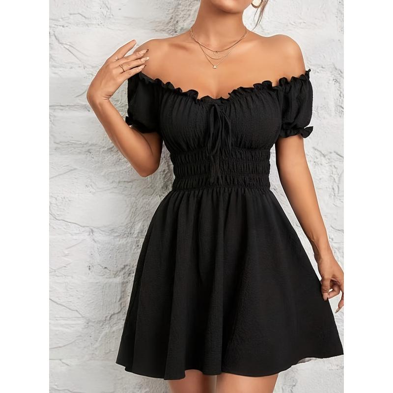 New Women'S Summer Casual Elegant Waist-Tie Dress