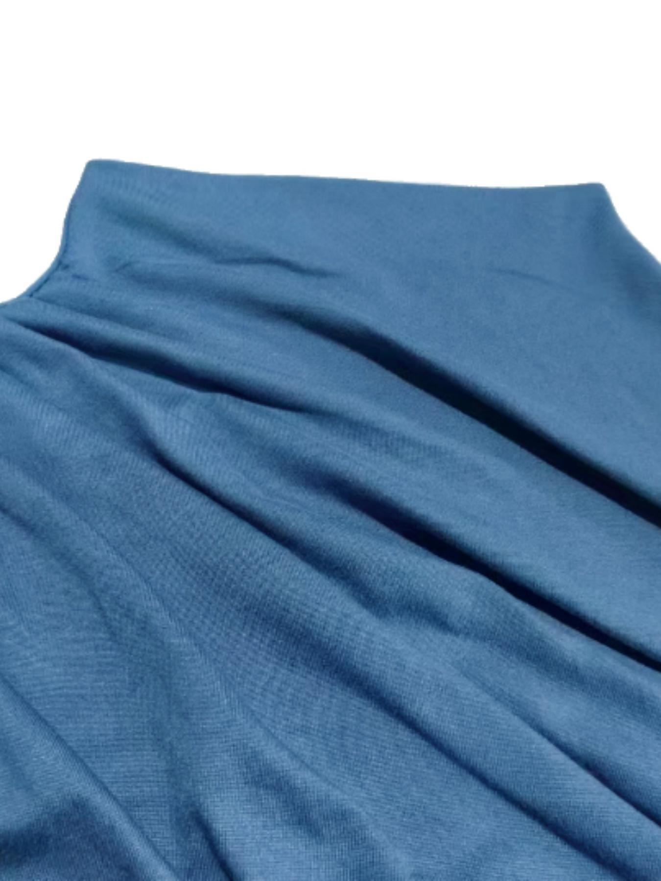 Women's Slim Fit Ruched Asymmetrical Top, High Neck Short Sleeve Knit T-Shirt, Casual Plain Design, Easy Care, X Type Silhouette Women's Slim Fit Ruched Asymmetrical Top, High Neck Short Sleeve Knit T-Shirt, Casual Plain Design, Easy Care, X Type Silhouette