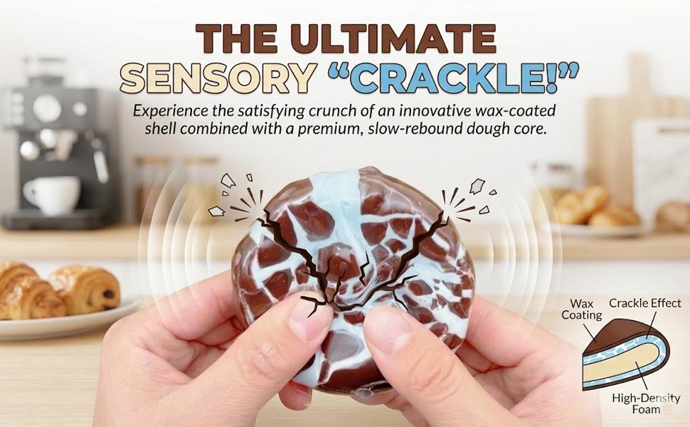 Crispy Chocolate Squeeze Ball, Soft Slow Rebound Stress Relief Decor, Crackling Desk Ornament for Home and Office