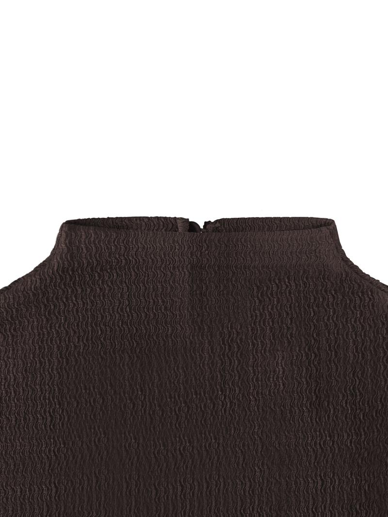 Women's stand-up collar, fitted waist, minimalist flared sleeves, metal buckle slim-fit midi dress, perfect for parties.