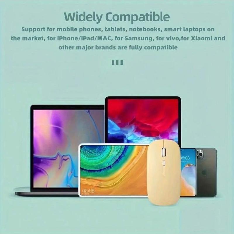 Macaron Color Plastic Wireless Silent Mouse, Universal Wireless Mouse for iPad, Laptop, Android, Windows Tablet, Rechargeable Battery
