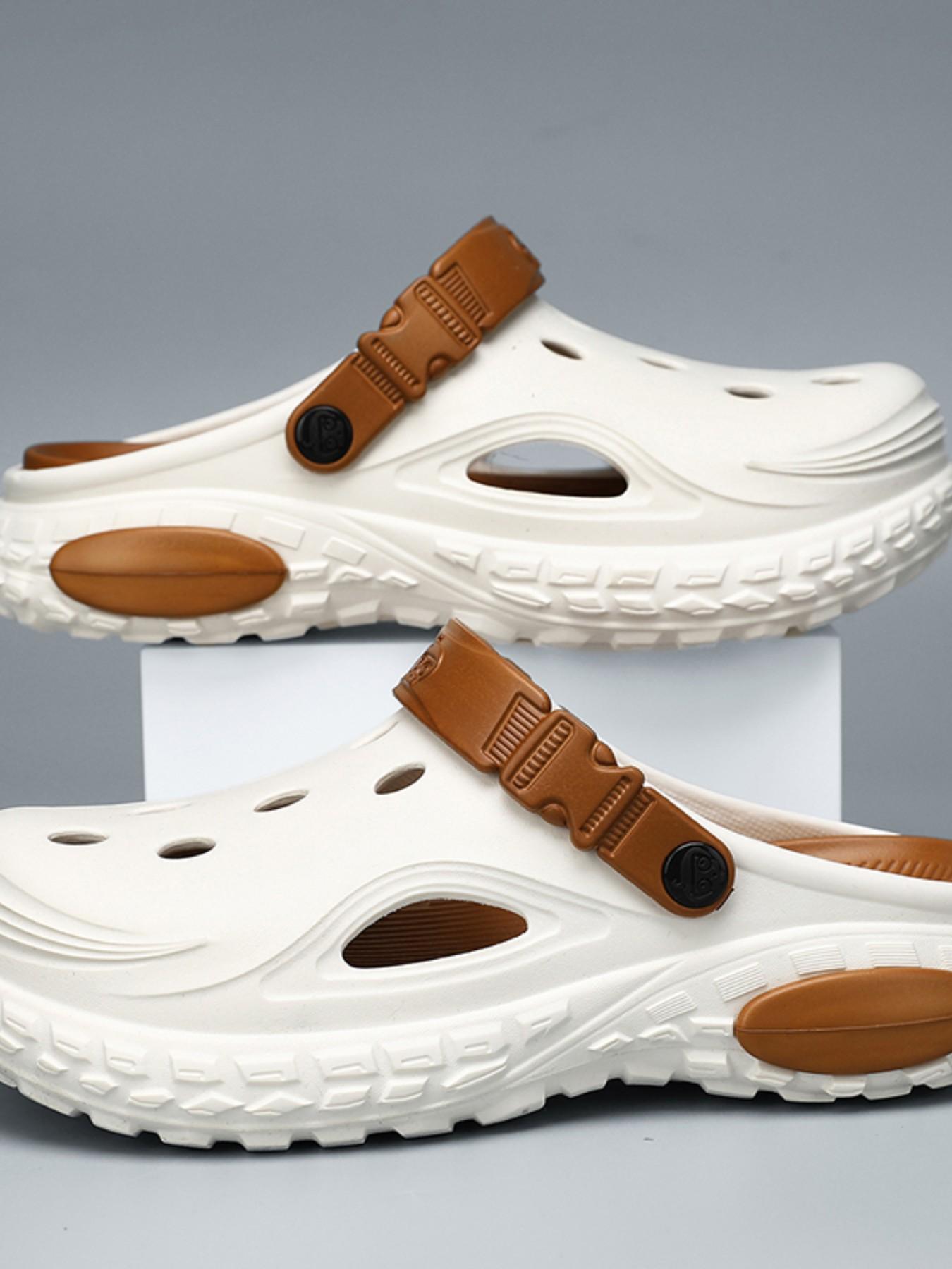 Large Size Couple Holey Shoes, Loose Thick Sole Sandals, Outdoor Wear, Extra Wide Durable Slippers, Beach Shoes, Comfortable Footwear