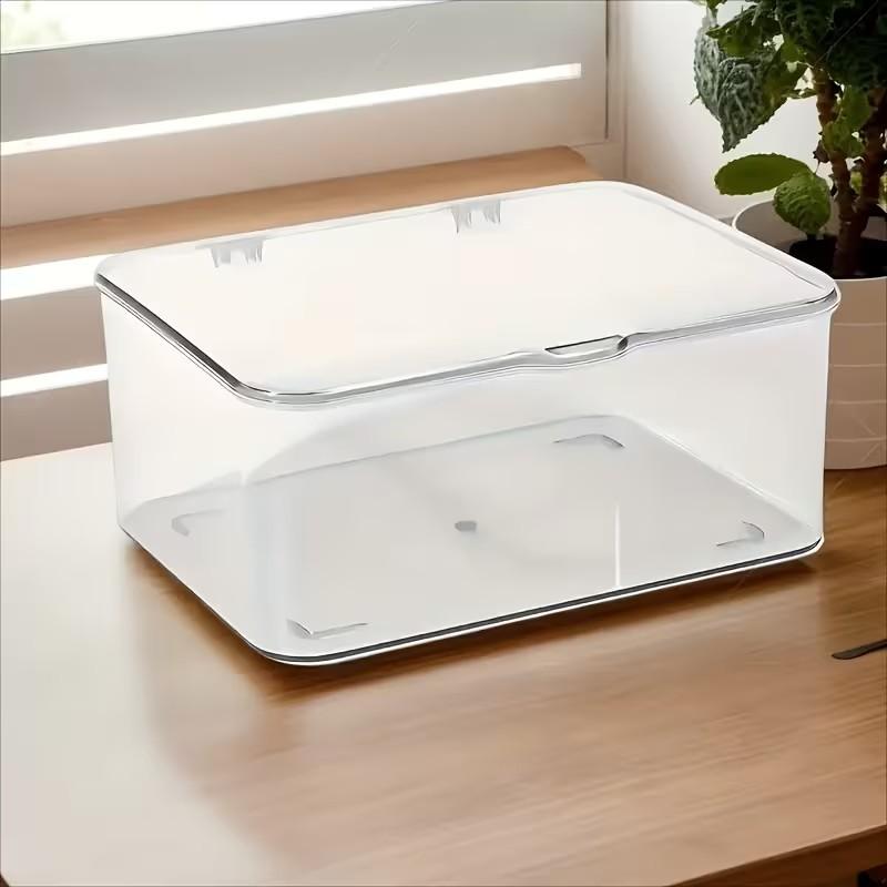 New Transparent Large Capacity Storage Box with Lid, Dust-Proof Stackable Desktop Organizer, Acrylic Multi-Purpose Container
