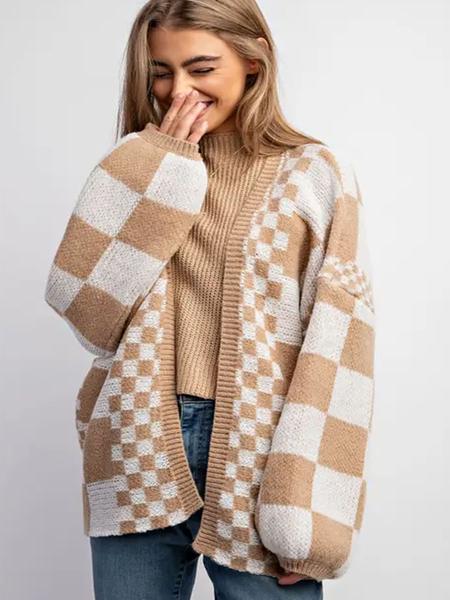 Plus Size Women's Plaid Patchwork Knit Dress, Casual Loose-Fitting V Neck Sweater, Fall & Winter Fashion, Thick Fabric, Knitwear