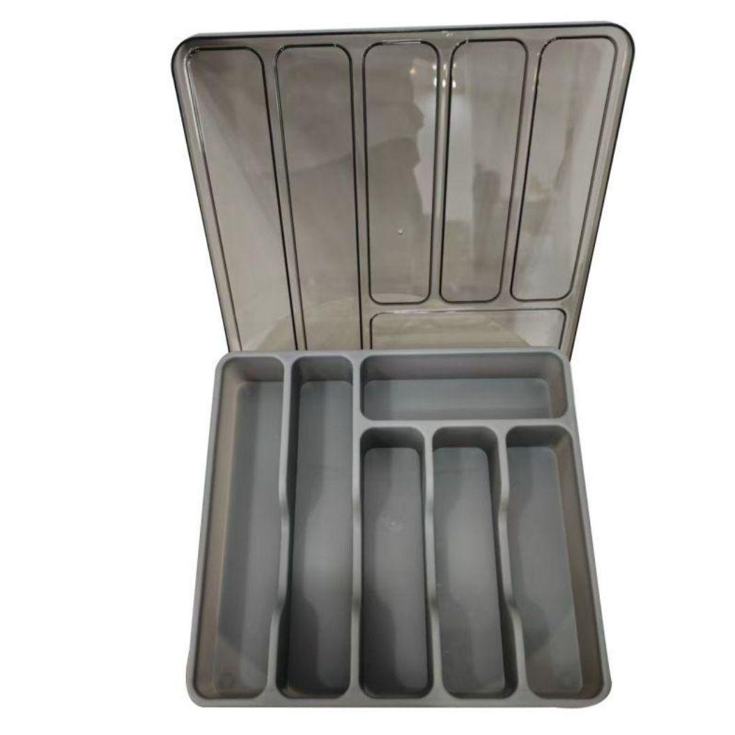 Six-Compartment Covered Cutlery Organizer Box, Ideal for Restaurant Knife Fork Storage, Durable Design for Efficient Organization