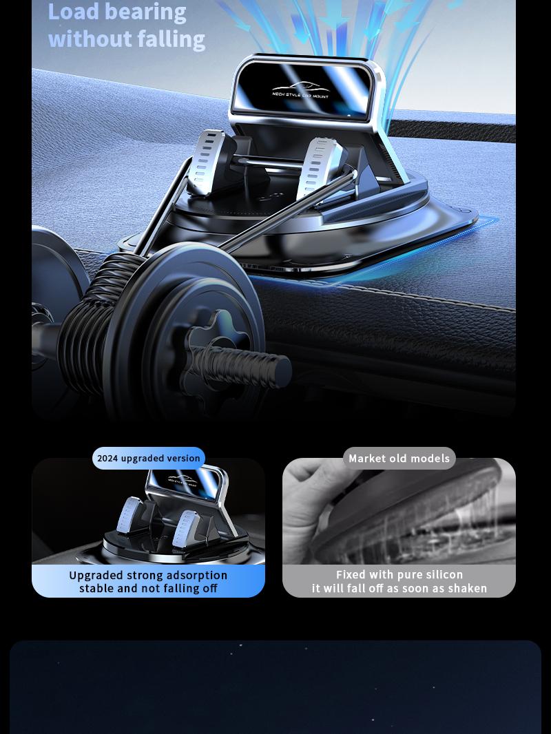 Car phone holder 360 degree rotation, suitable for car navigation in-car dashboard, horizontal and vertical screen adjustment angle, suction cup fixed non-slip mobile phone holder suitable for iPhone and Android Car Mount Smartphone