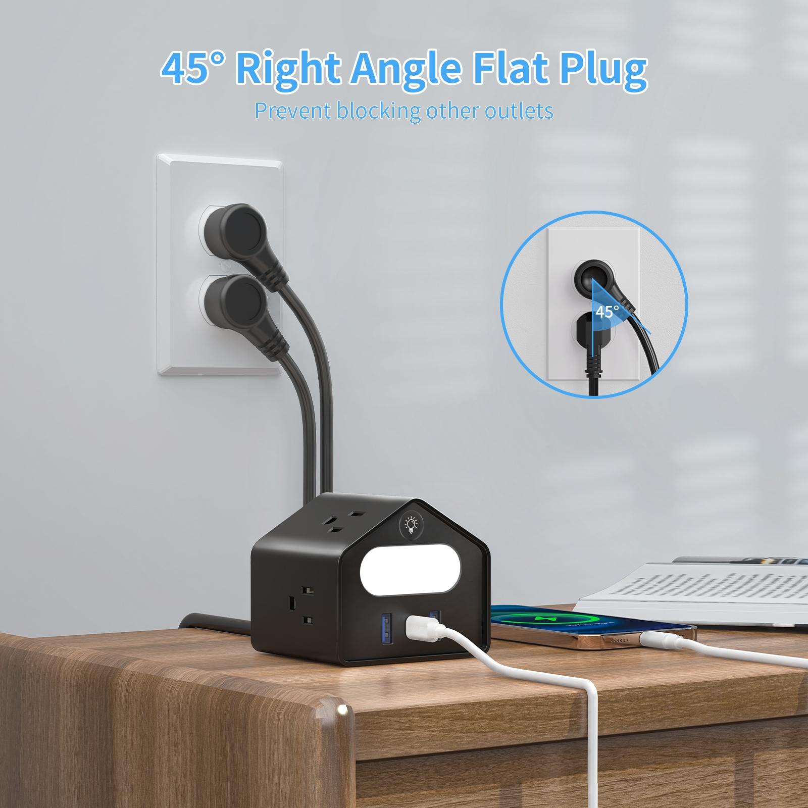 Us Plug Mini Socket with Pd18w Fast Charging, Creative Design Power Strip, 2 Meter Extension Cord for Office & Home Use