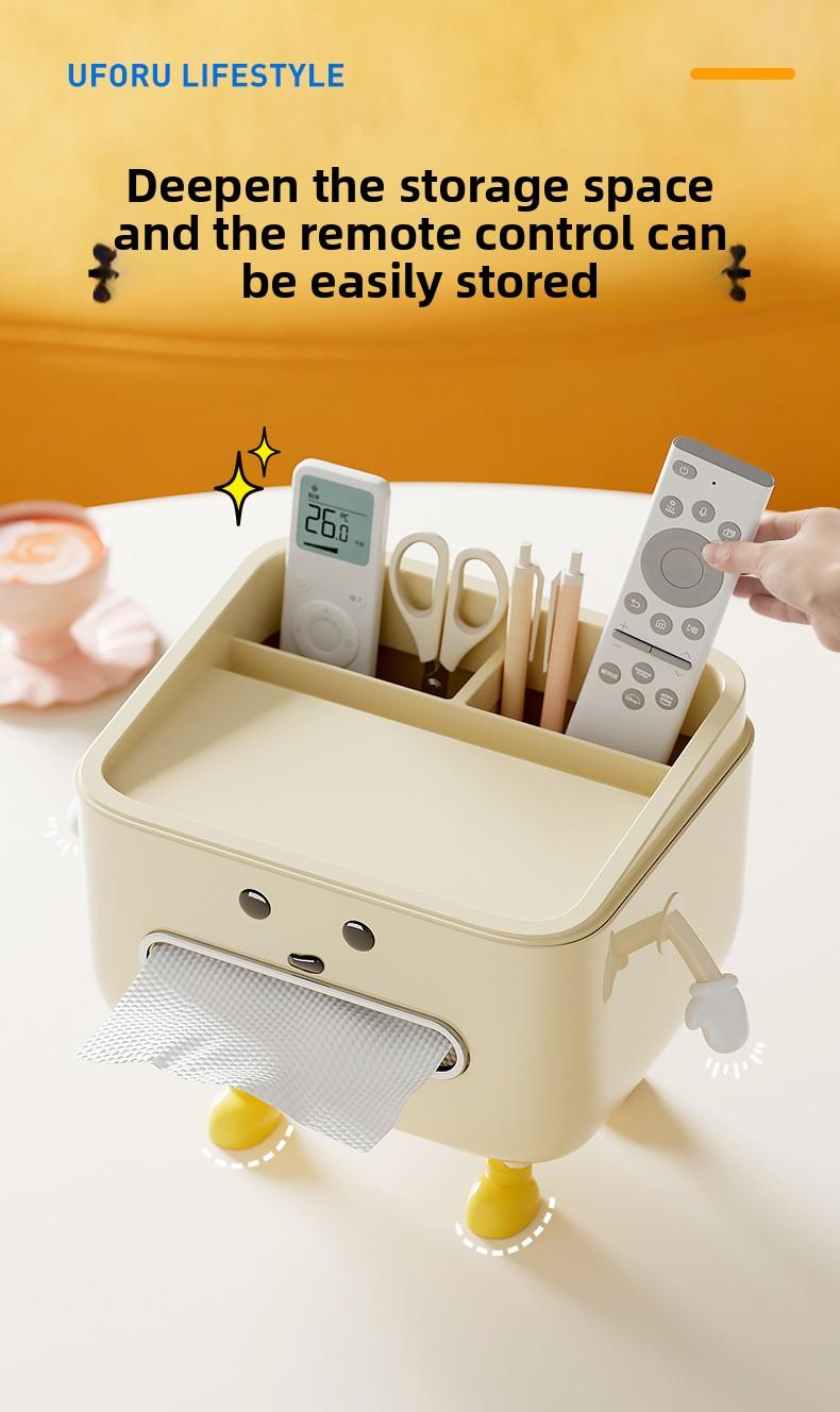 Desktop tissue box, simple and upscale, large capacity, suitable for living room coffee table or dining table, multifunctional, also serves as a remote control storage box