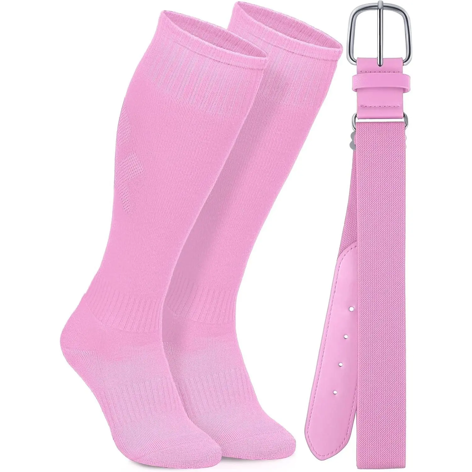 Baseball Socks and Belt Set Cotton Youth Softball Socks for Boys Girls Cotton Baseball Socks Adjustable Baseball Belts for Softball Soccer Volleyball Intense Games for Boys Girls 4-16Y