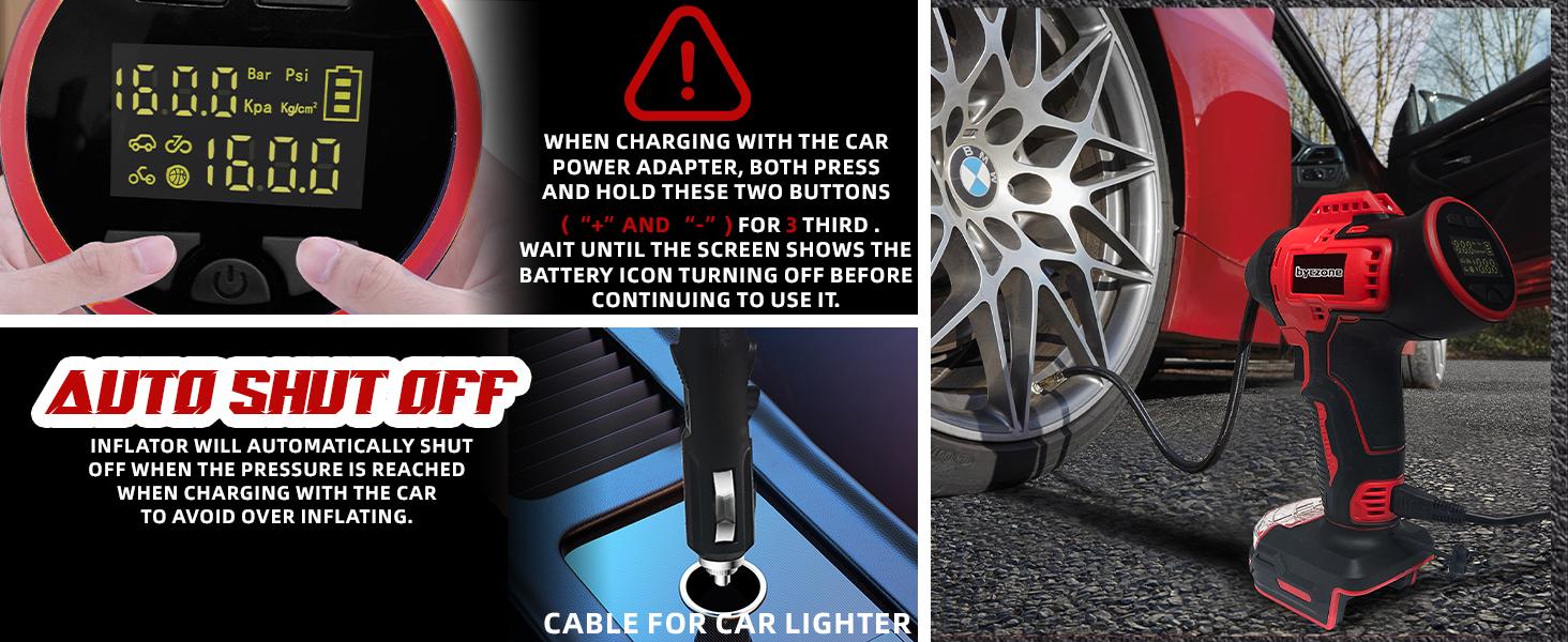 Cordless Tire Inflator Air Compressor Compatible with Milwaukee 18V Battery, 160PSI Portable Handheld Air Pump with Digital Pressure Gauge for Motorcycles Cars Bike Sport Ball Auto (NO Battery)