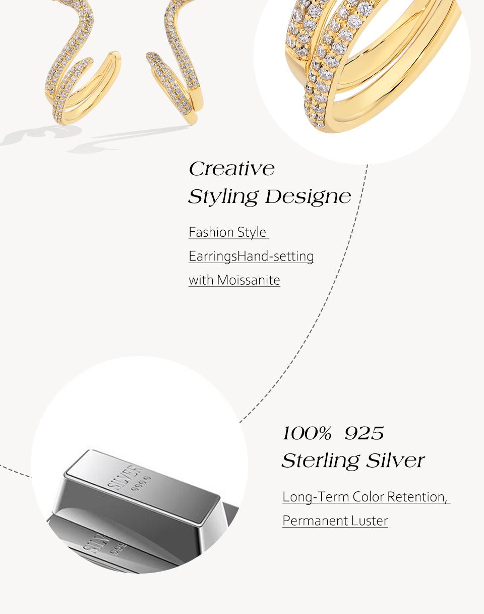 Special Style Snake shape Synthetic Moissanite Ear Stud For Women and Men  Birthday Gift Party Fashion  Fine Jewelry E034 Studearrings SpringStatements