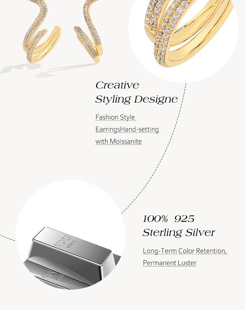 Special Style Snake shape Synthetic Moissanite Ear Stud For Women and Men  Birthday Gift Party Fashion  Fine Jewelry E034 Studearrings