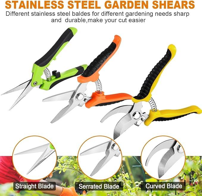 Garden Pruning Shears, Multipurpose Stainless Steel Garden Pruning Shears, High Efficiency Cutting Modern Metallic Blade Tree Trimmer for Fruit Branches, Tool, Heavy Duty Limb Branch Cutter, Handle Tool Kit, Tool Box, Garden Grafting Tool
