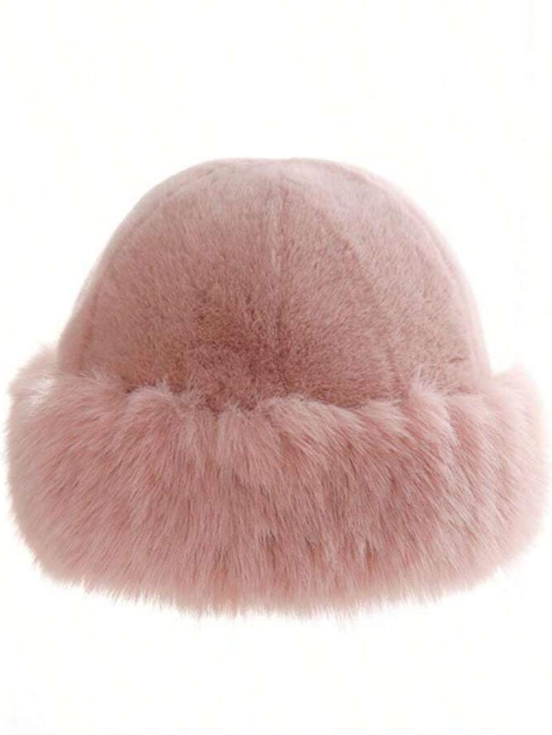 Women's Elegant Solid Color Bucket Hat, 2025 New Style Trendy Fuzzy Warm Hat, Chic All-match Girls Accessories for Fall & Winter Outfit Matching Beanie Fitted