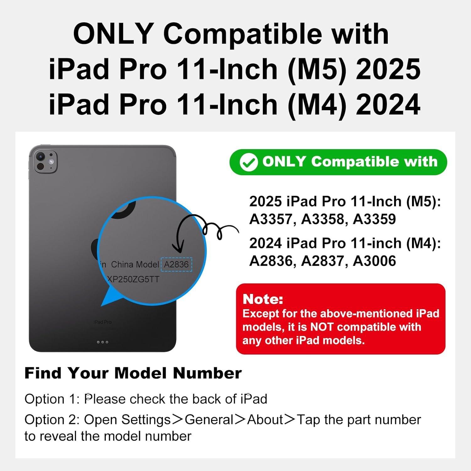 Keyboard Case for iPad Pro 11-inch (M4 2024 / M5 2025), Tablet Keyboard, Magic-Style Magnetic Case with Multi-Touch Trackpad, Floating Cantilever Stand Compatible with iPad Pro 11 inch