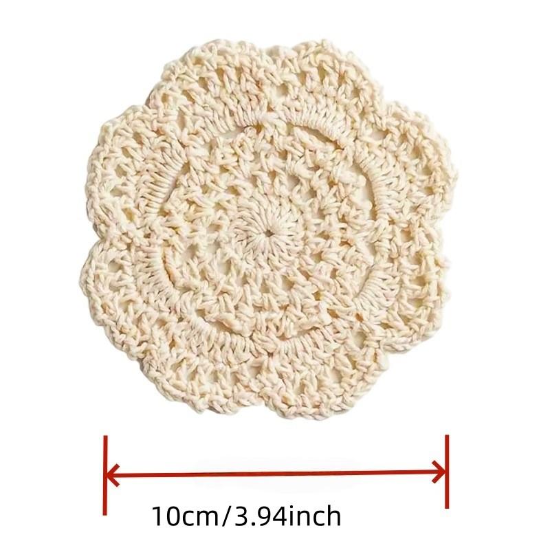Set of 4 Hand-Woven Coasters, Heat-Resistant Floral Table Mats, Vintage Style Photography Props, Room Decor, Thread Coasters