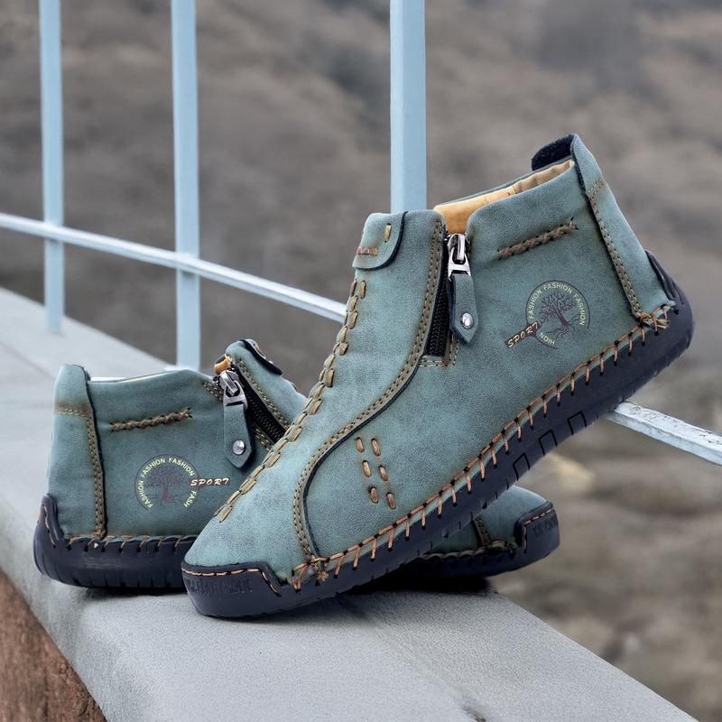 Women Workwear Boots Slip Resistant Durable Leather Outdoor Casual Shoes Boots Fashion Side Zipper Design.