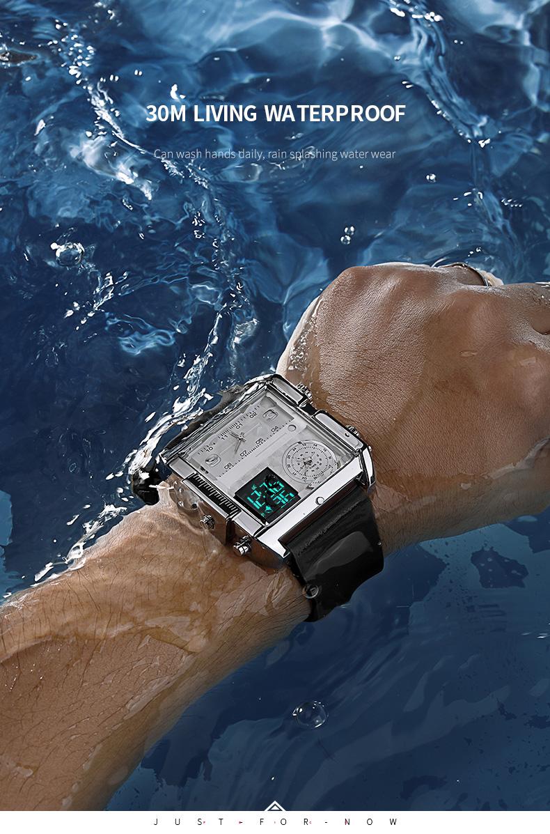 FEICE Large Dial Square Men's Watch Multifunction Chronograph Luminous Waterproof High-Quality Versatile Fashion Silver Luxury Timepiece Time Style