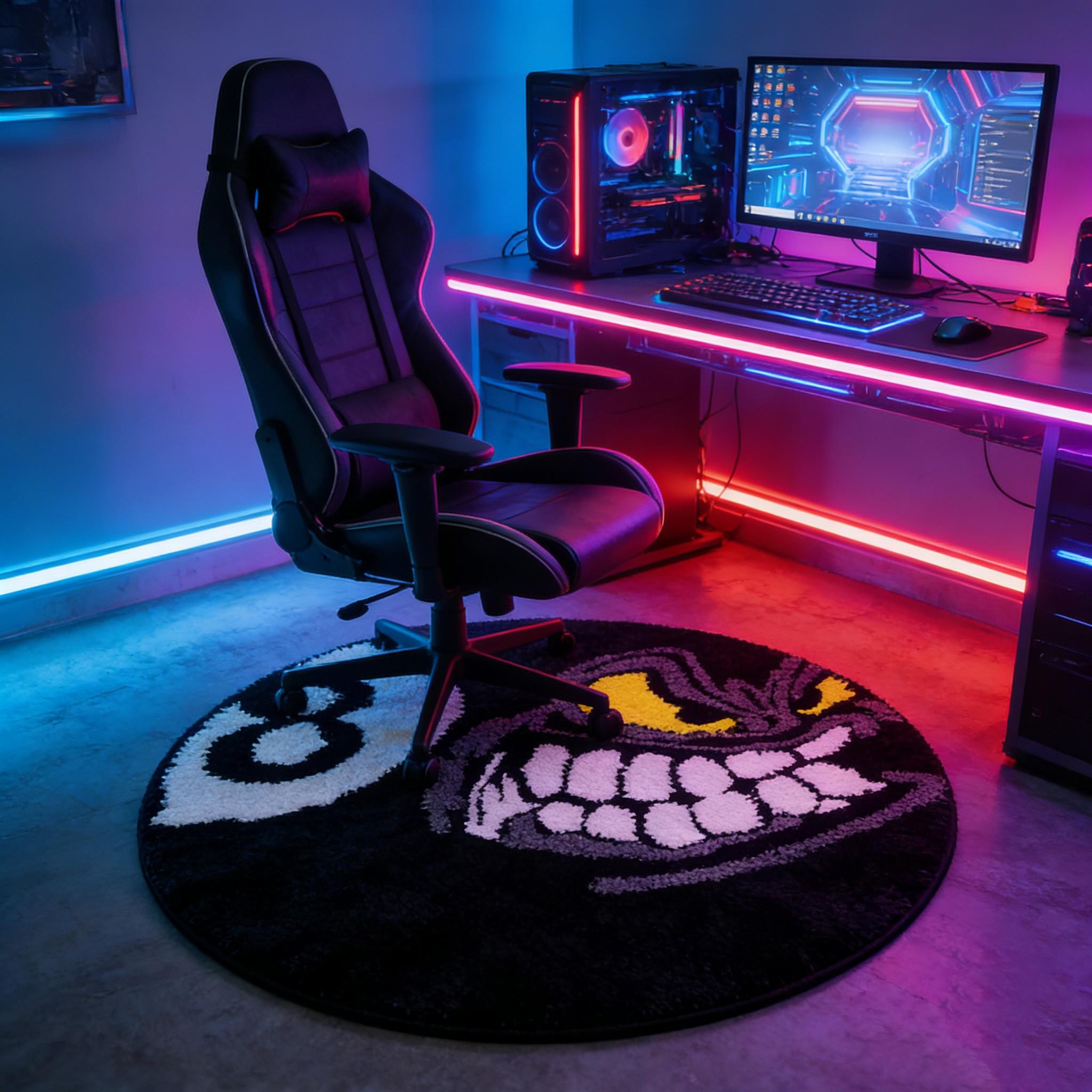 American Street Style Ghost Face Rug, Hip-Hop Living Room Sofa Mat, Non-Slip Bedroom Bedside Pad, Washable Decorative Carpet for Multiple Settings