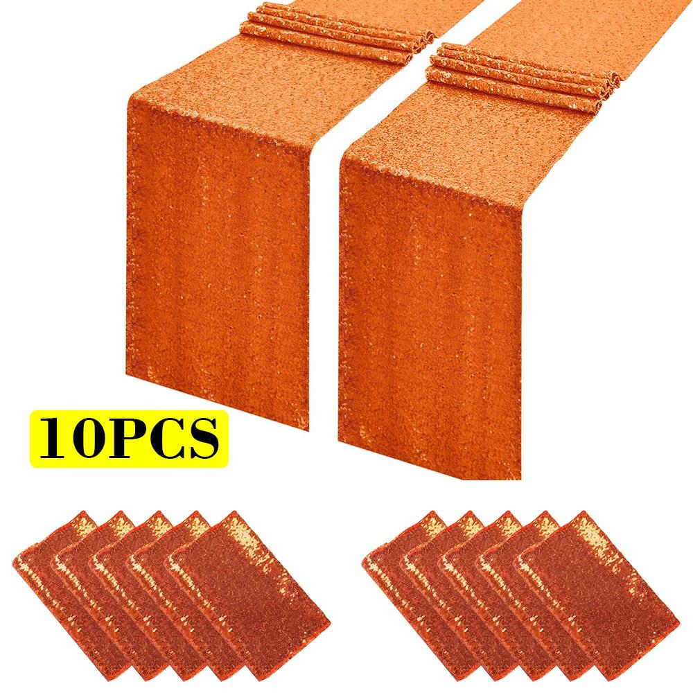 10 Pcs-12x72 Inches Sequin Table Runner, Turquoise Glitter Table Runner for Birthday Party Supplies Wedding Engagement Baby Shower Holiday Celebration Event Decorations