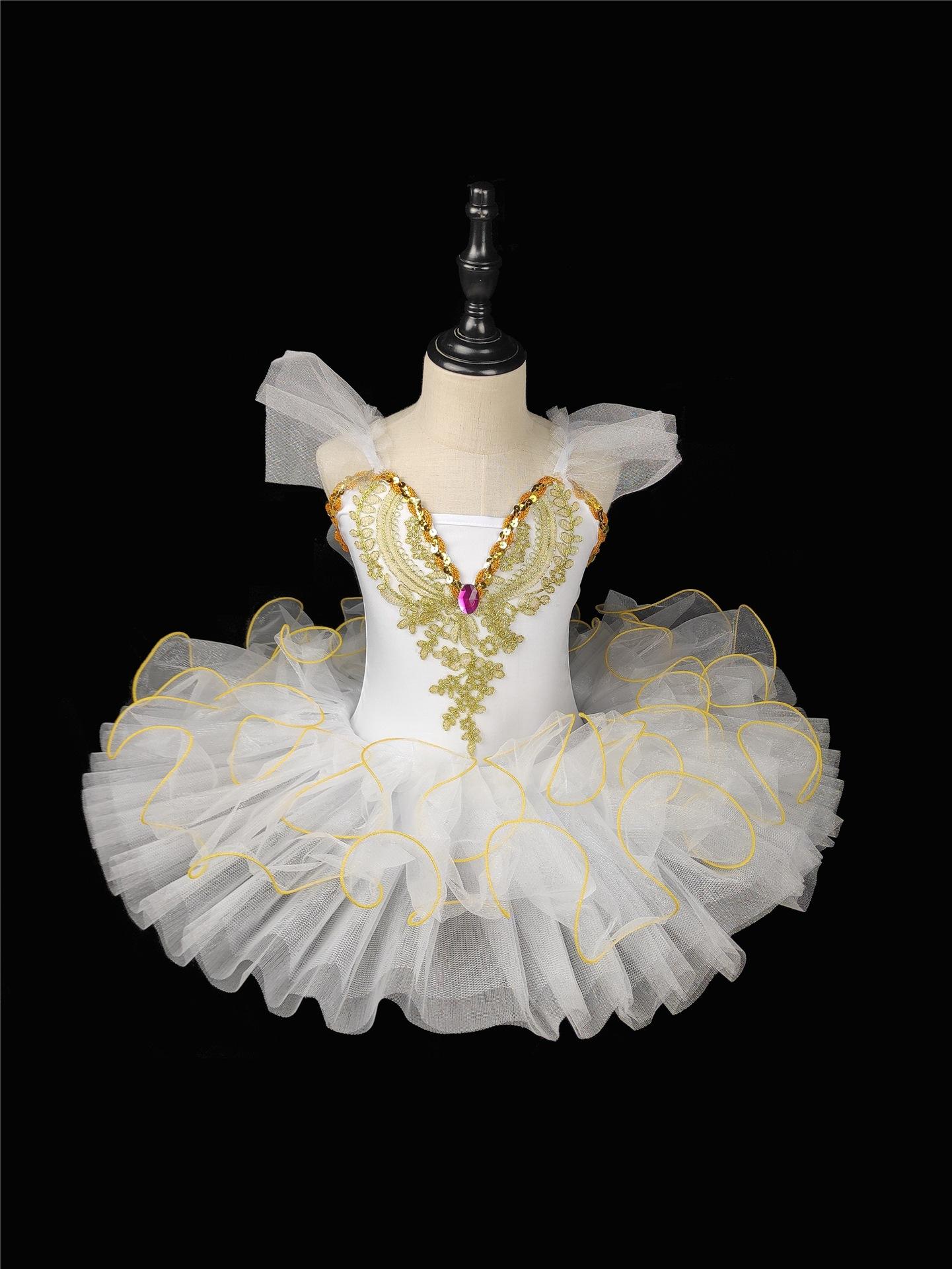 Girls' Little Swan Ballet Dance Dress New Soft Tulle Puffy Princess Dress Comfortable and Breathable Children's Stage Performance Outfit Girls' Dance Practice Versatile Tulle Dress