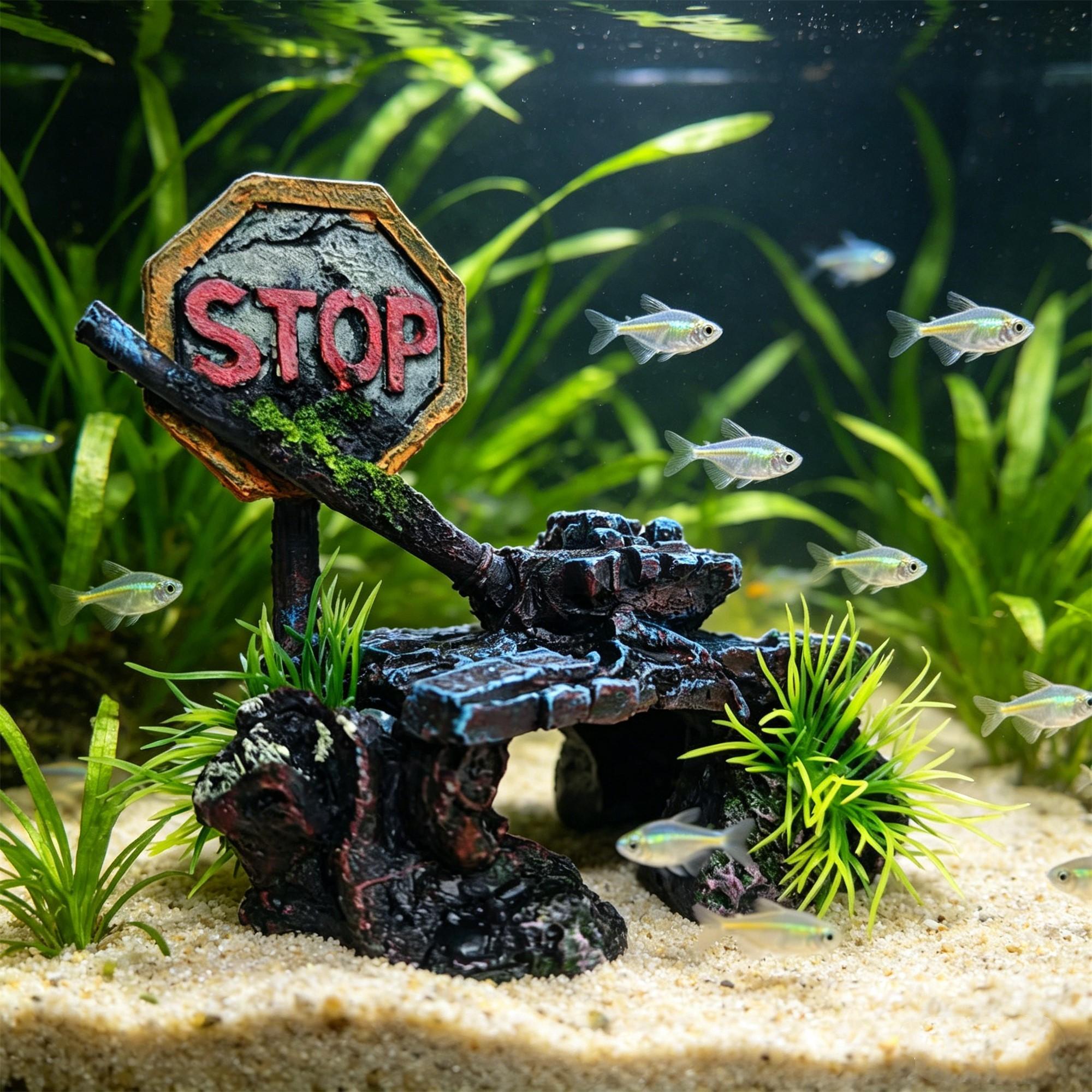 Realistic Tank Aquarium Decoration, Fish and Shrimp Hideout, Breeding Cave Box, Durable Habitat Accessory, Stop War Design