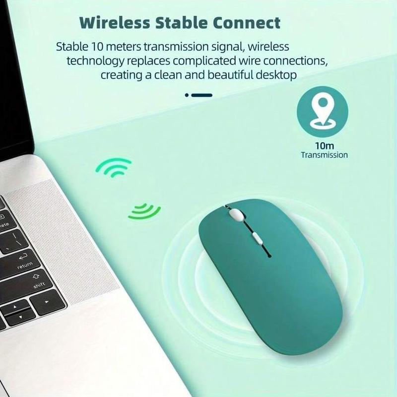 Macaron Color Plastic Wireless Silent Mouse, Universal Wireless Mouse for iPad, Laptop, Android, Windows Tablet, Rechargeable Battery
