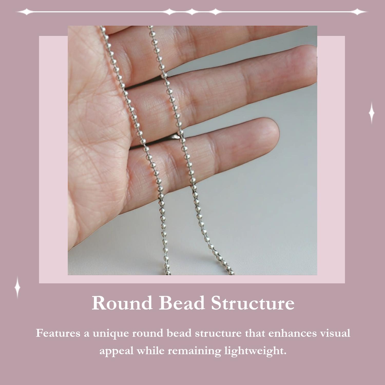 925 Sterling Silver Round Bead Design Necklace, Fashion Jewelry for Party, Daily Clothing Decor, Trendy All-match & Exquisite Jewelry for Birthday Gift, Gifts for Girlfriend, Dainty Necklace, Daily Wear Necklace