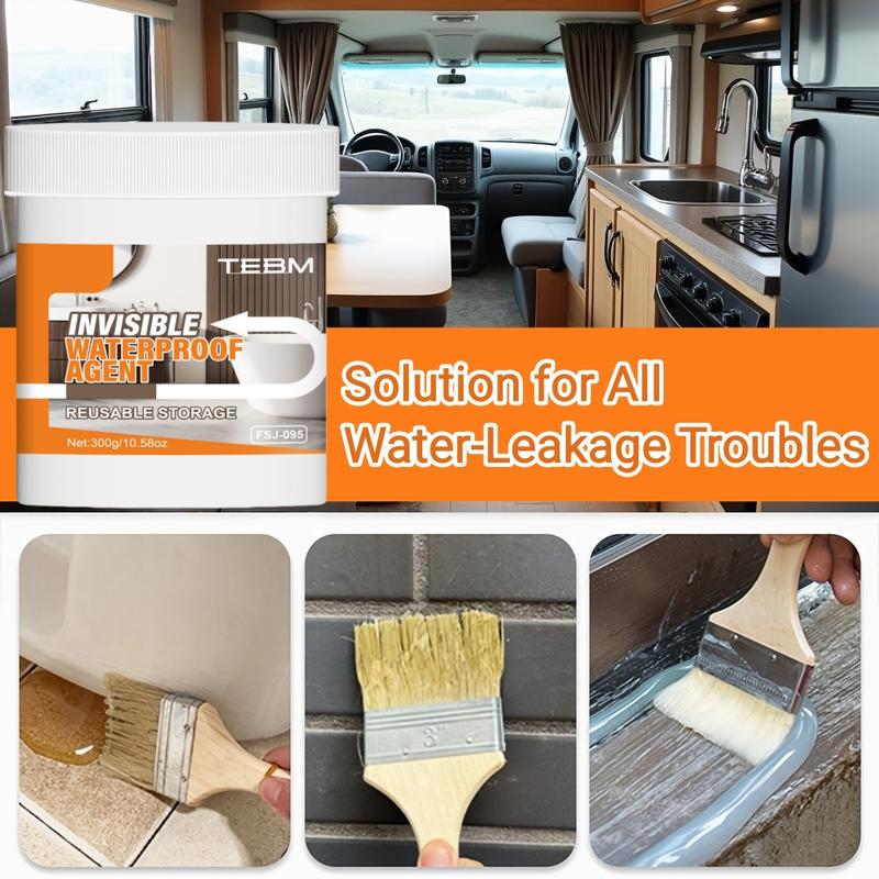 Transparent Waterproof Sealing Glue, Multi-Functional RV Roof Coating, Fast-Drying Flexible Breathable Sealant, for RV Roofs Windows Walls Tiles, Adhesive