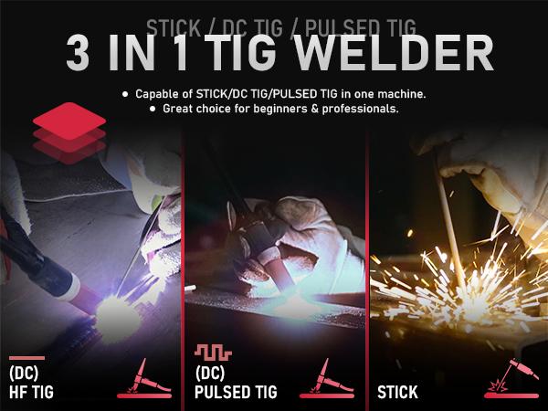 YESWELDER TIG-205P-PRO 205Amp DC TIG Welder with Pulse | 3-in-1 Stick/HF TIG/Pulsed TIG | HF Start 110V/220V Digital IGBT Inverter Welding Machine
