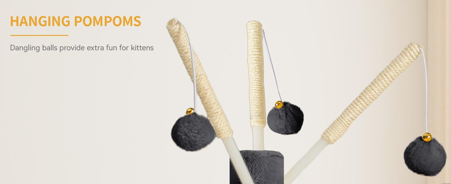 Yitahome 64.5" Cat Tree, Multi-Level Cat House, Large Cat Condo Furniture with Perch Hammock, Scratching Posts and Dangling Balls for Cats and Pets