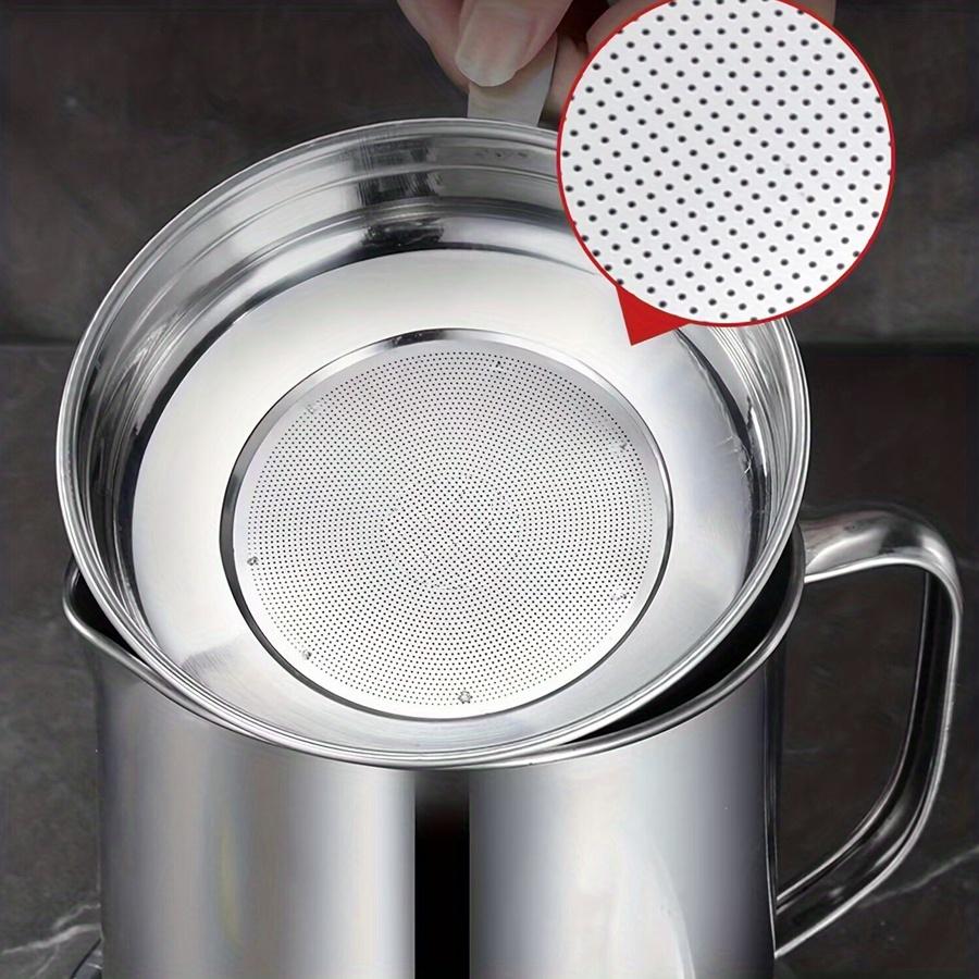 Stainless Steel Bacon Grease Container with Filter, Oil Filter Canister, Grease Storage Canister, Grease Canister Keeper with Lid for Kitchen Cooking, Kitchenware Stainless Steel