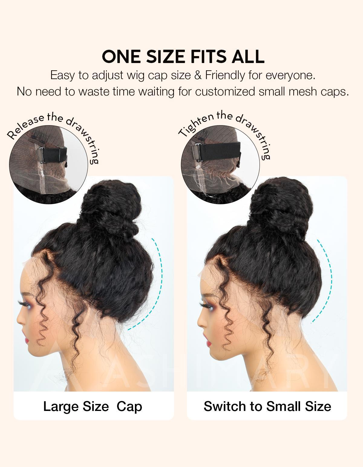 【Newborn Hairline Wig:24" Flash Sale】Kinky Curly Invisi Strap Snug Fit 360 Transparent Lace Frontal Bleached Knots Pre Cut Lace Wig With Drawstring