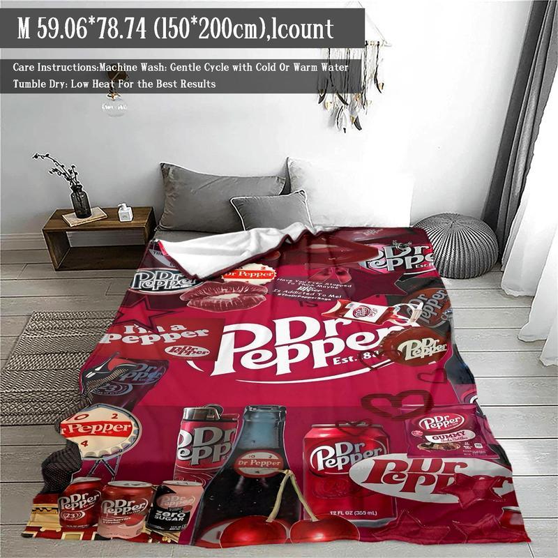 Beverage Pattern Blanket, 1 Count Soft ThrowBlanket, Air-conditioned Room Blanket, WarmNap Blanket for Home Office Travel Camping