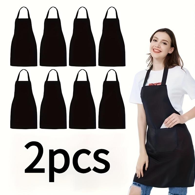of 2 Durable Polyester Adjustable Neck Aprons with 2 Large Pockets - Neutral Color, Perfect for Cooking, Grilling, Barbecuing, Christmas Crafts, Machine Washable, Kitchen Cooking Aprons, Grilling Aprons | Adjustable Aprons | Polyester Aprons