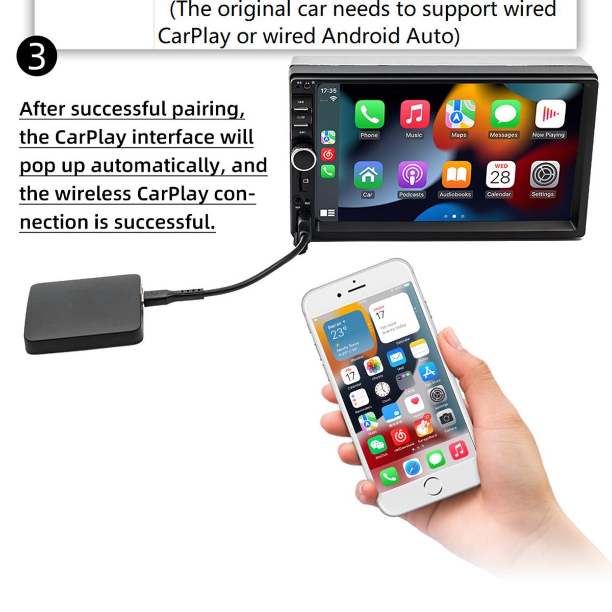 Car Wireless CarPlay Box Wireless Android Auto Converter Box 5.0 Bluetooth Wireless Carplay Adapter for Automobile Player Black