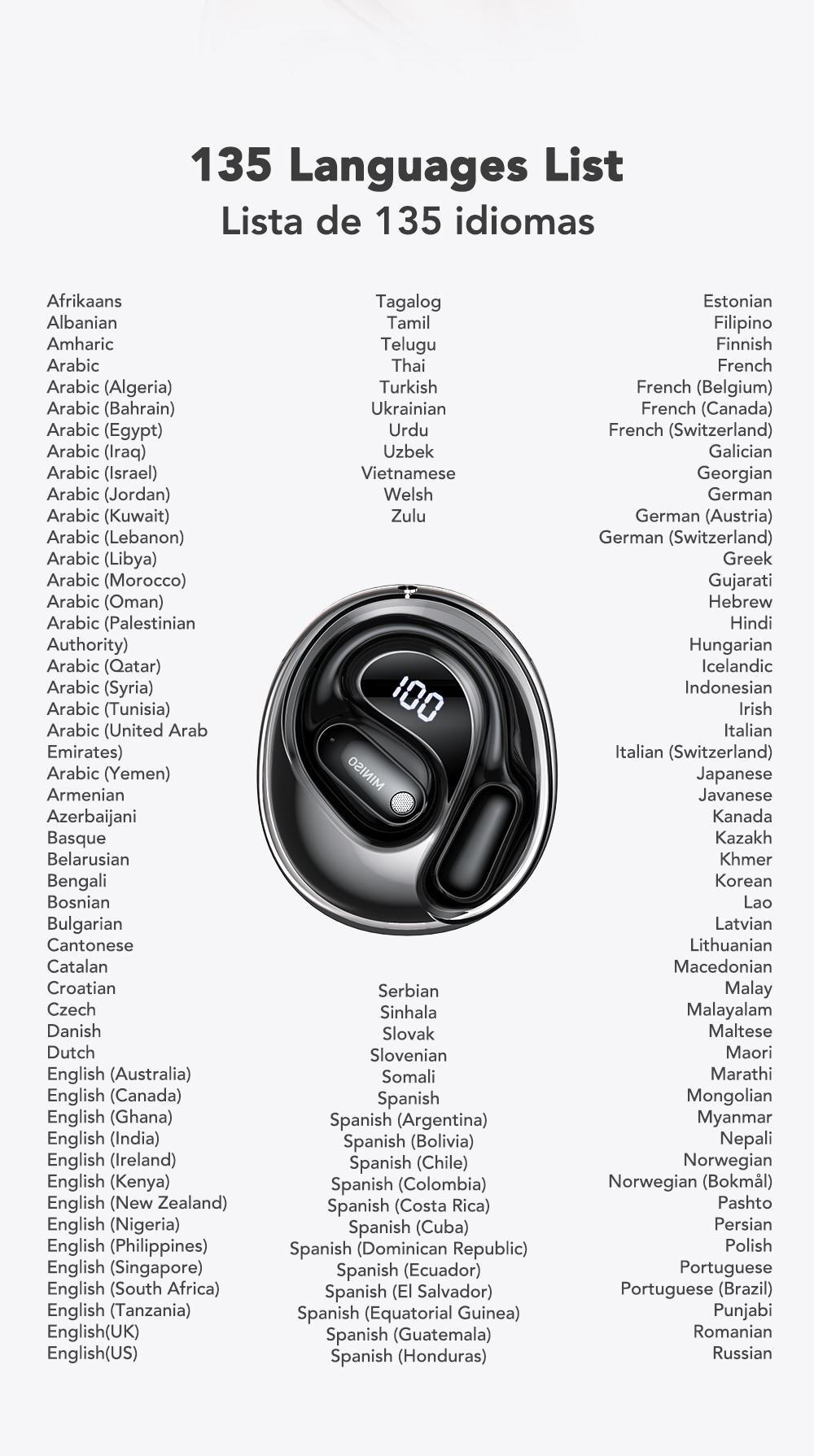 MINISO MS190 Translation Earbuds, Supports Real-Time Translation in 134 Languages With APP, Bluetooth 6.0 Earphones, Audio Wireless Earbuds for Music & Phone Calls, IPX5 Waterproof Sports Electronic Headphones with Long Endurance