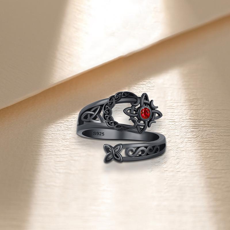 DRINSPER S925 Witches Knot Ring, Celtic Knot Protection Ring, Nudo de Bruja Plata 925 Sterling Silver Witchy Jewelry for Women