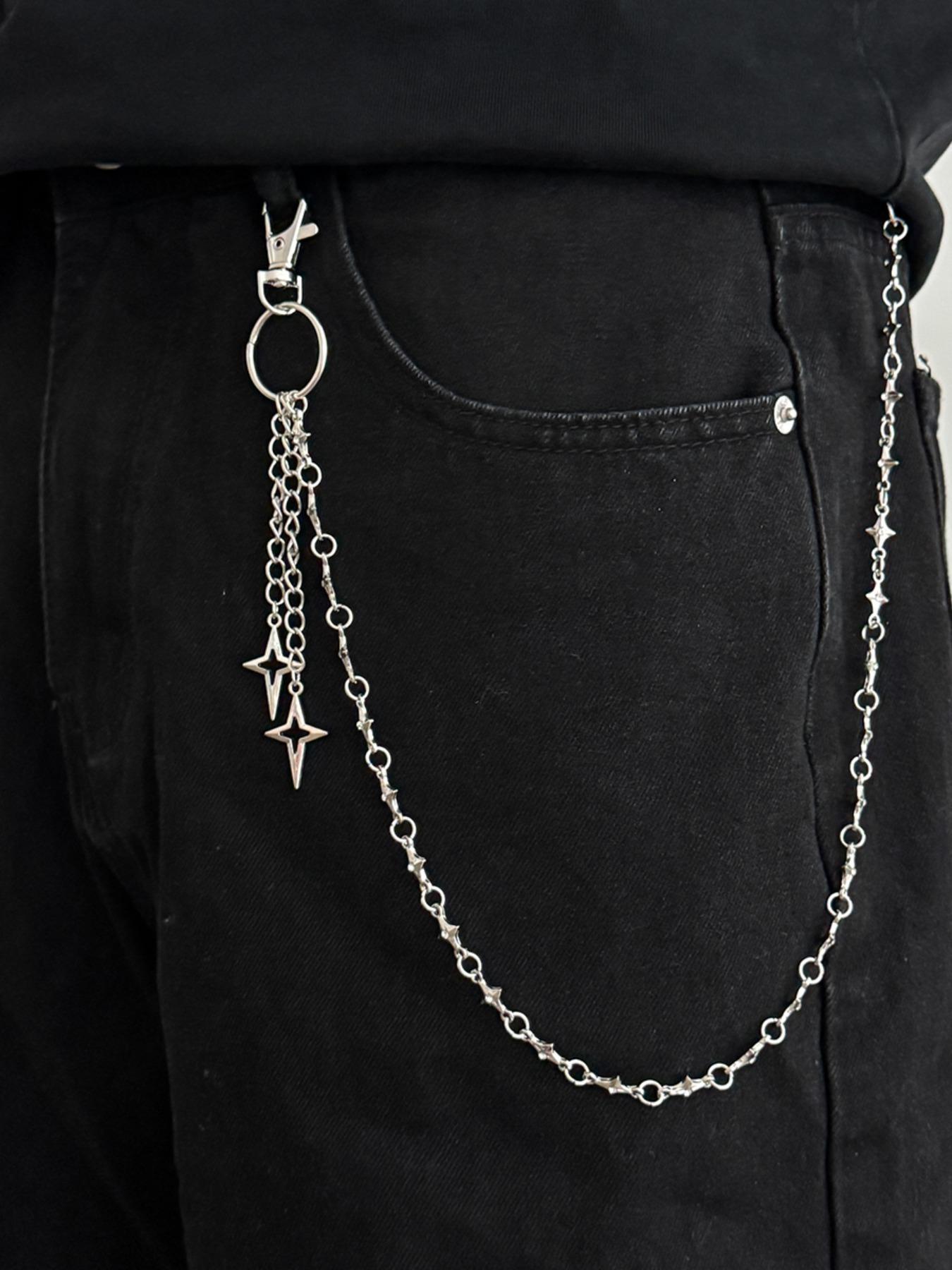 Men's Hollow Star Pendant Multi-Layer Fringe Metal Fashion Accessory, Hip Hop Punk Style Pants Chain, Vintage Waistband Jewelry Gift