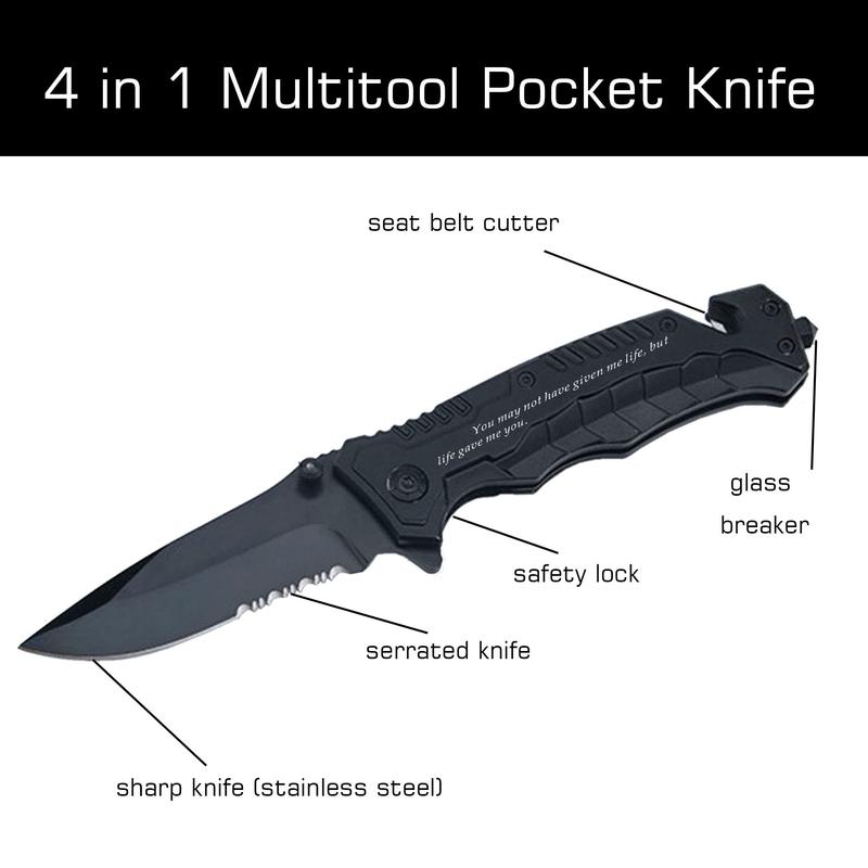 Car Safety Tactical Pocket Knife for Men EDC Tool - Serrated Sharp 3.5" Blade - Spring Assisted Folding Knives - Hunting Camping with Wire Cutter Glass Breaker - Best Gift Idea for Men Women HB 207 Survival Tools Survival Gear knife pocket self defense