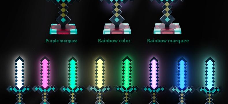 Diamond Sword 14 Inch USB Desk LED Night Light 11 Color Decorative Fun Safe Mood Lamp for Home Bedroom Living Room Office USB Powered LED Technology Ambient Glow Lighted Floor Standing